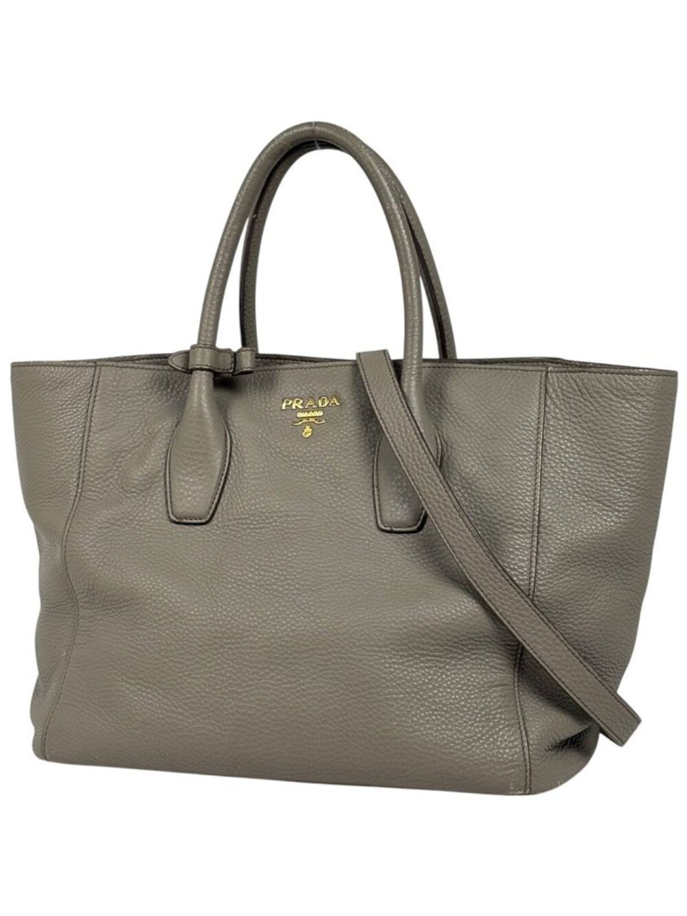 Prada Tote Bag 2-Way Leather Beige
